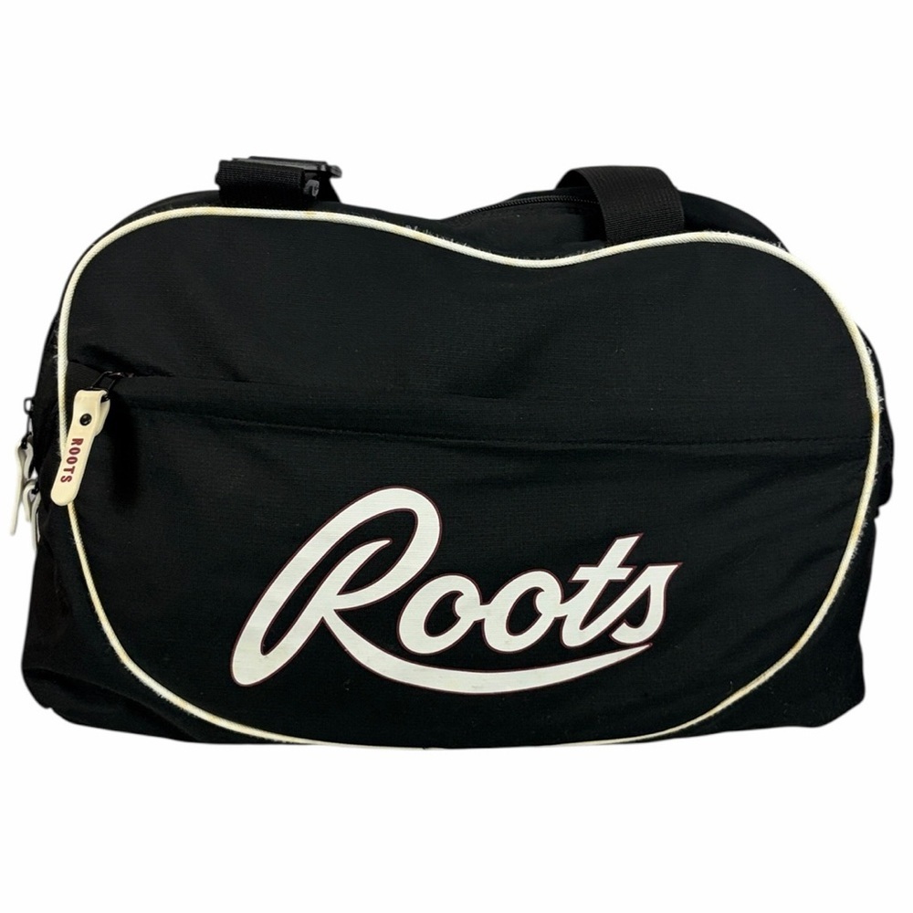 Roots Black Duffle Bag Gym Travel Weekender Shoulder Bag Logo